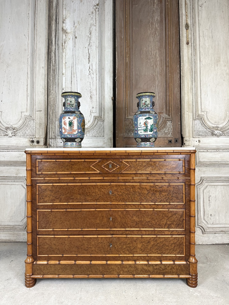 Commode faux bambou époque fin 19e siècle