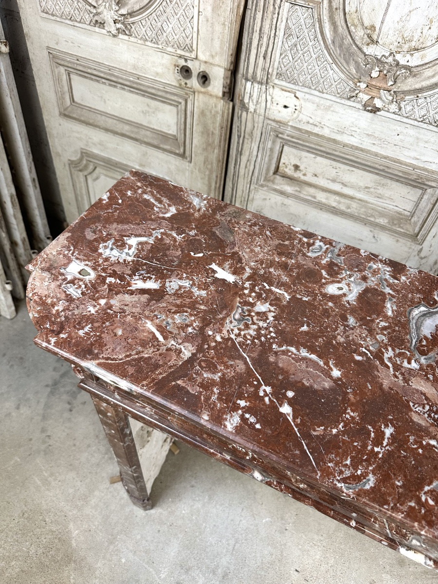 Cheminée en marbre rouge style Louis XVI fin 19e siècle-photo-6