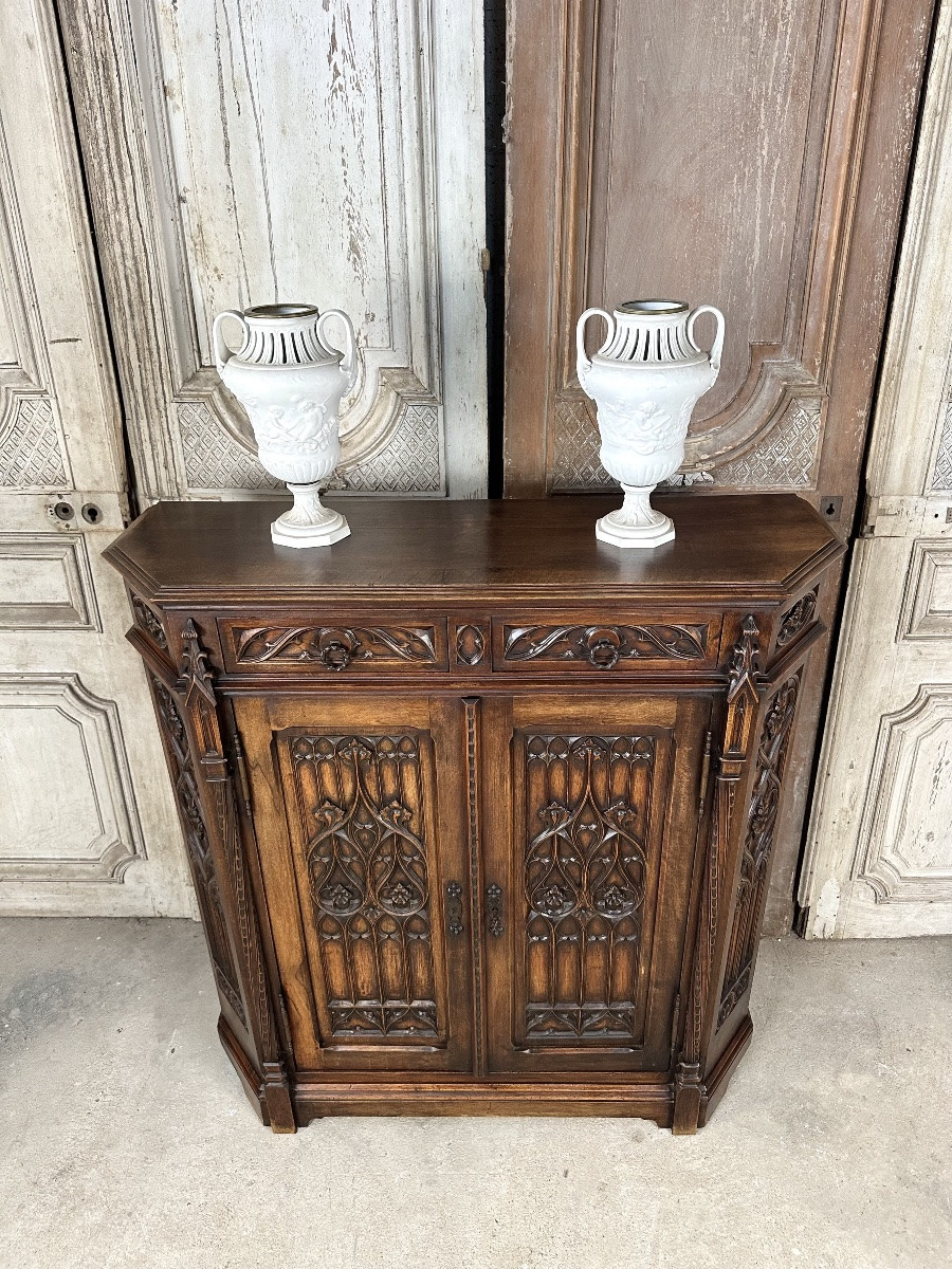Neo-gothic Style Sideboard From The 1900s-photo-3