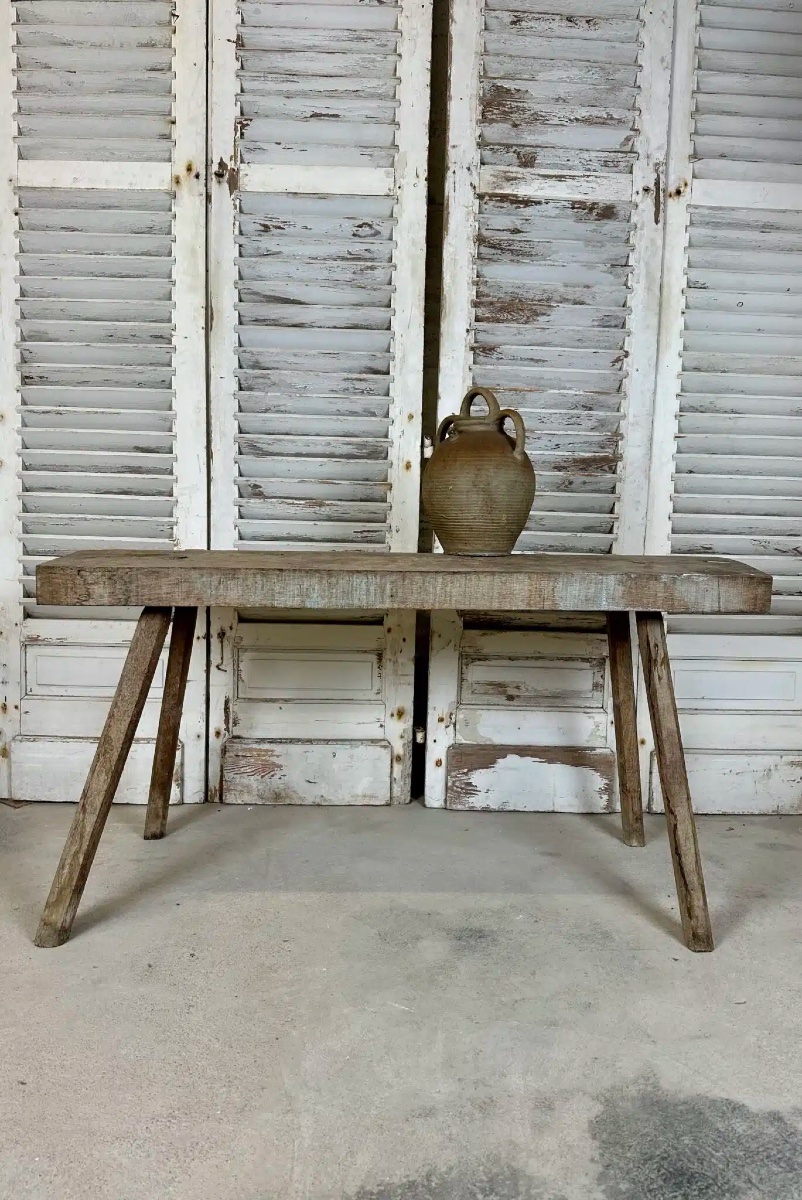 Solid Oak Console From The 1900s-photo-2