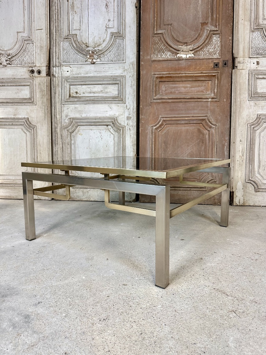 Small Square Coffee Table By Guy Lefèvre For Maison Jansen Circa 1970-photo-3