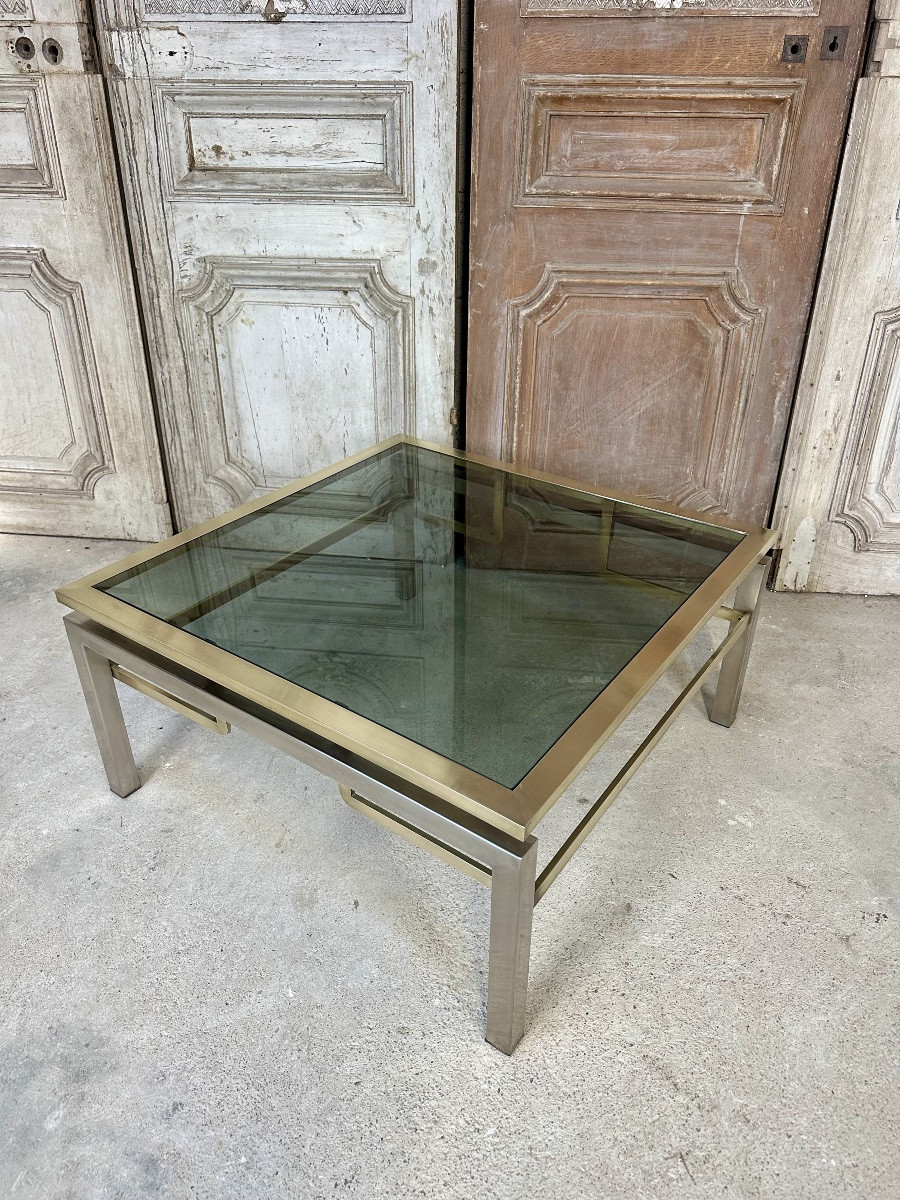 Small Square Coffee Table By Guy Lefèvre For Maison Jansen Circa 1970-photo-4