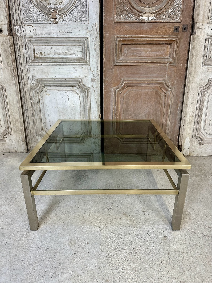 Small Square Coffee Table By Guy Lefèvre For Maison Jansen Circa 1970-photo-4