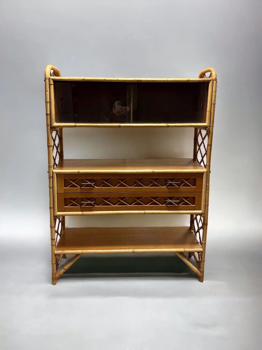 Vintage Rattan Bookcase