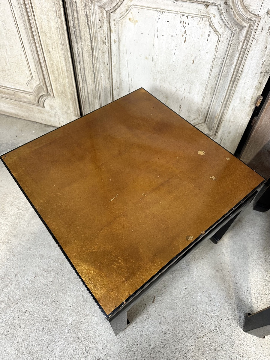 Paire de bouts de canapé en laque noire et or-photo-4