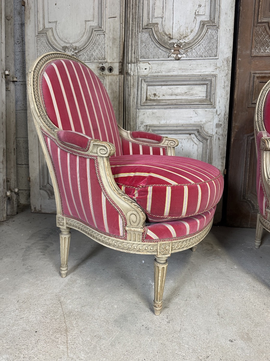 Pair Of Louis XVI Style Bergère Armchairs-photo-2