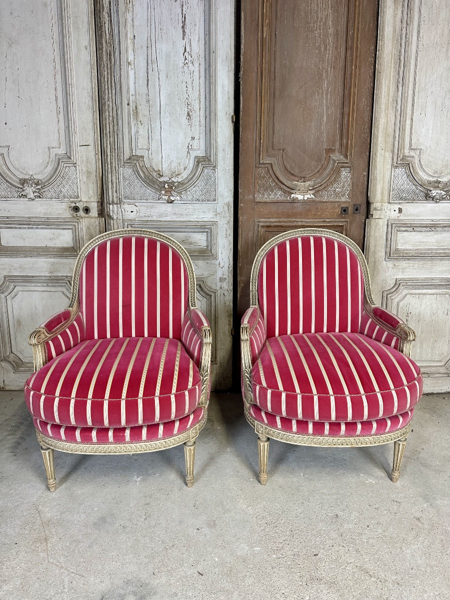 Pair Of Louis XVI Style Bergère Armchairs-photo-4