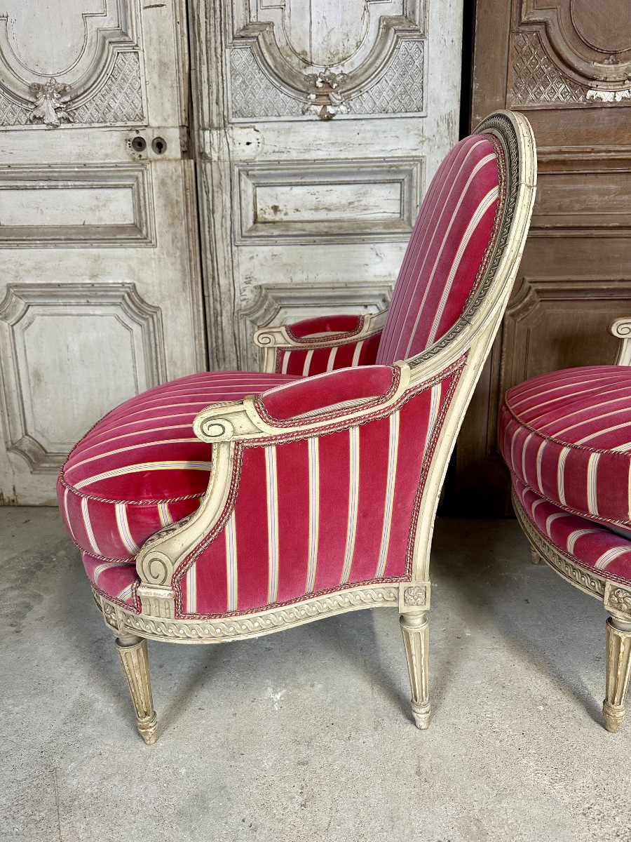 Pair Of Louis XVI Style Bergère Armchairs-photo-2
