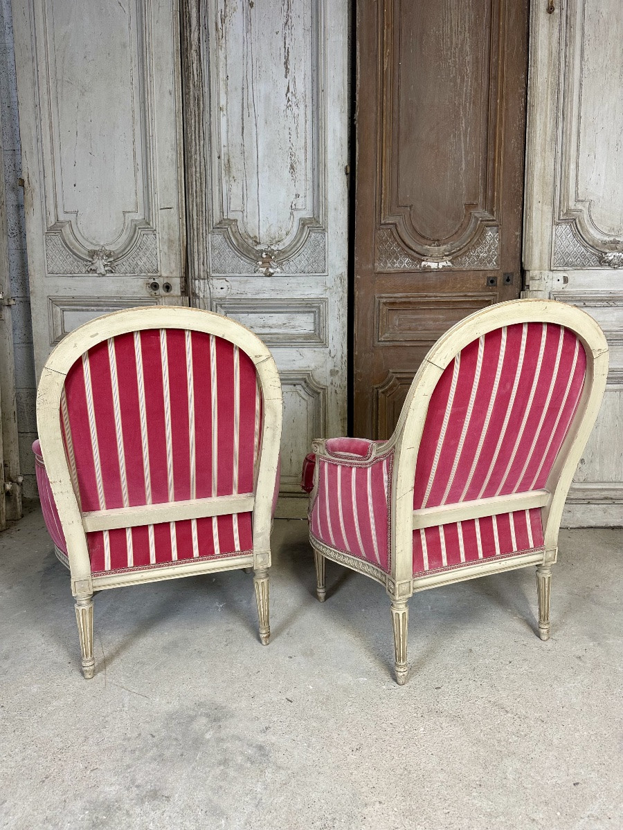 Pair Of Louis XVI Style Bergère Armchairs-photo-3