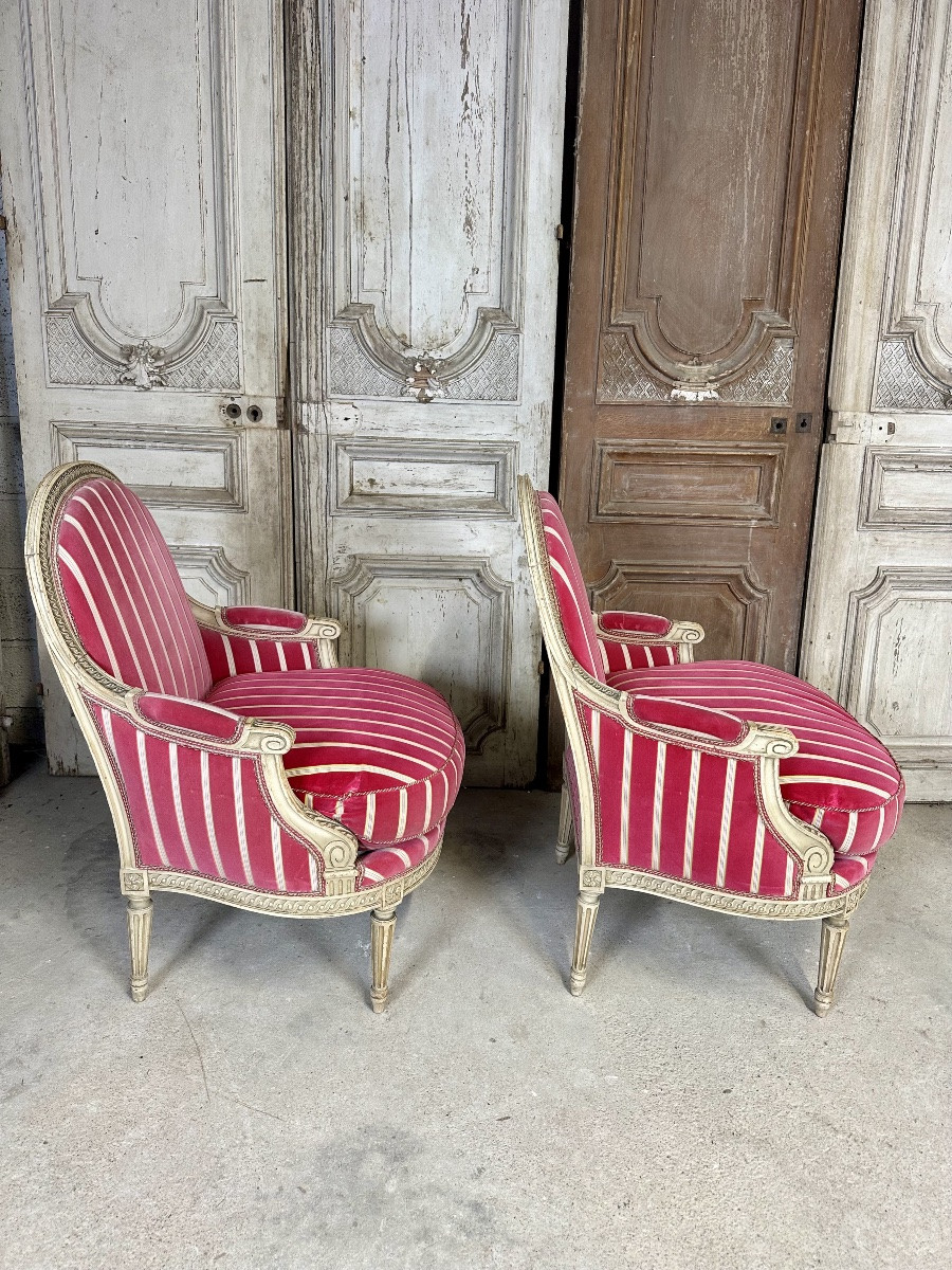 Pair Of Louis XVI Style Bergère Armchairs-photo-5