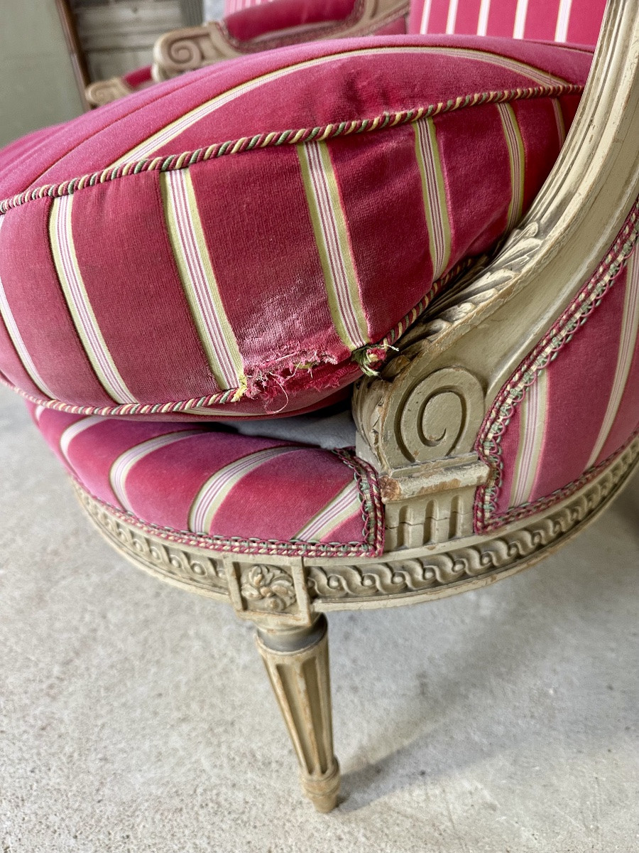 Pair Of Louis XVI Style Bergère Armchairs-photo-6