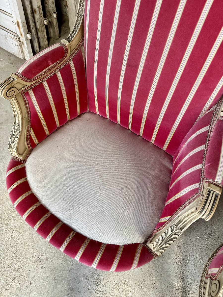 Pair Of Louis XVI Style Bergère Armchairs-photo-8