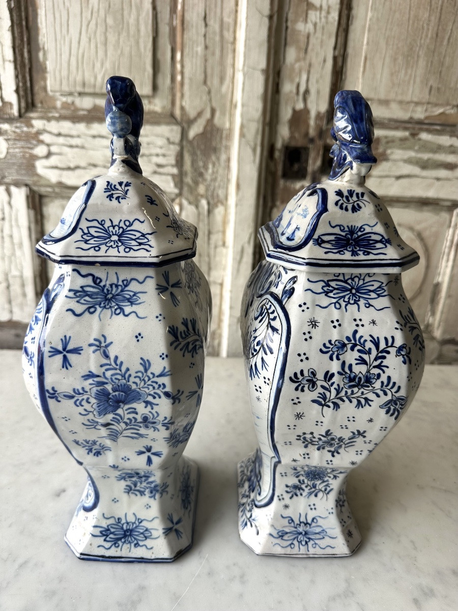 Paire de potiches en faïence dlg DELFT 20e siècle-photo-2