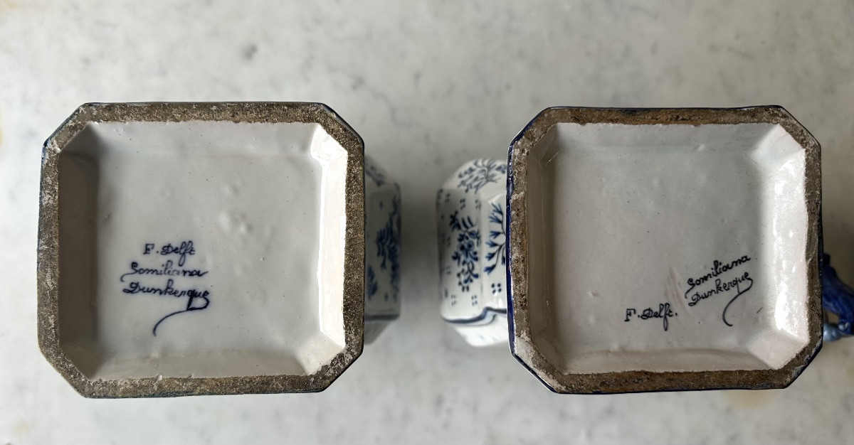 Paire de potiches en faïence dlg DELFT 20e siècle-photo-3