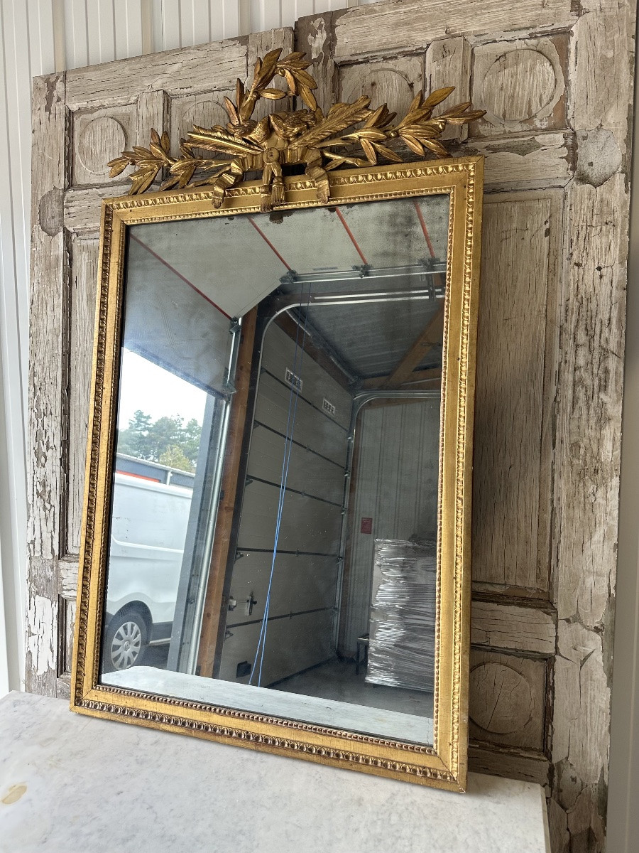 Miroir Louis XVI en bois doré XVIIIe siècle-photo-2