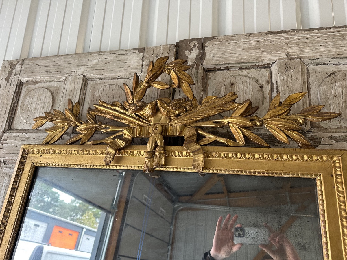 Miroir Louis XVI en bois doré XVIIIe siècle-photo-4