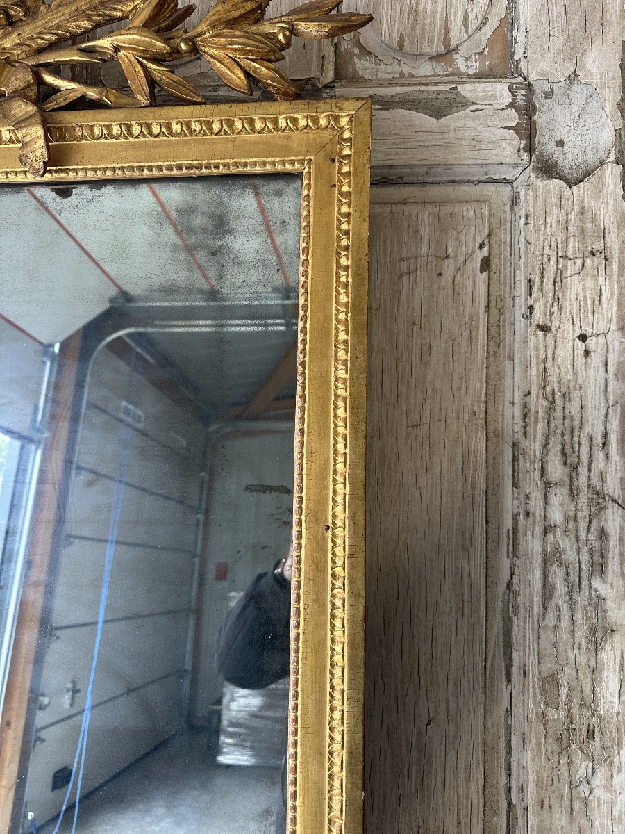 Miroir Louis XVI en bois doré XVIIIe siècle-photo-2