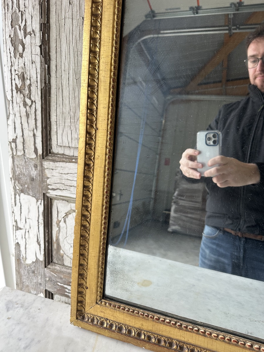 Miroir Louis XVI en bois doré XVIIIe siècle-photo-4