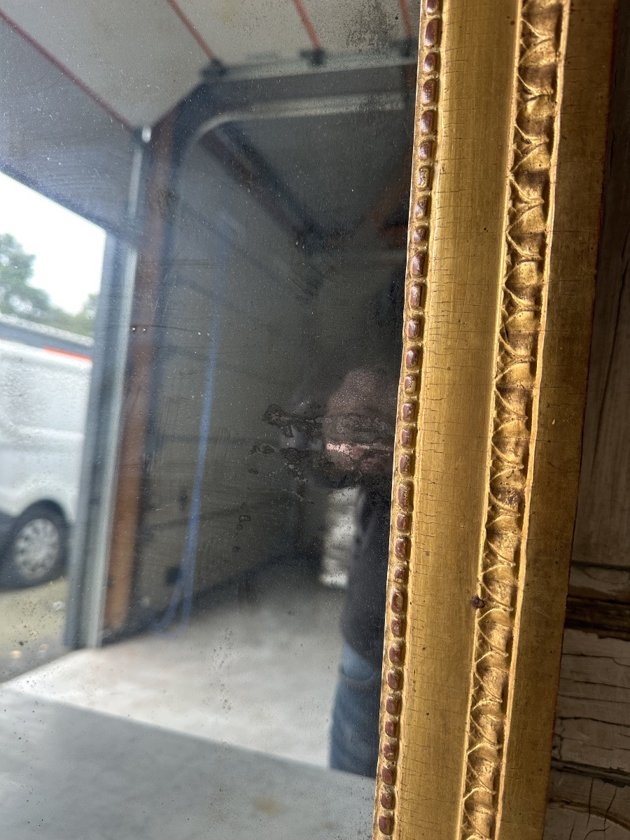 Miroir Louis XVI en bois doré XVIIIe siècle-photo-7