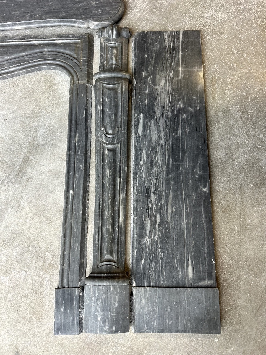 Louis XV Style Fireplace In Blue Turquin Marble Circa 1880-photo-3