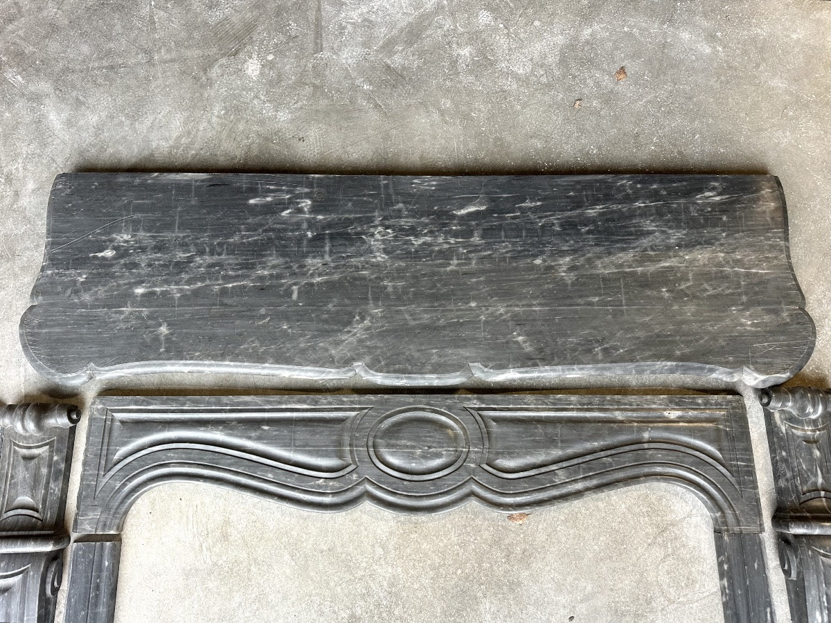 Louis XV Style Fireplace In Blue Turquin Marble Circa 1880-photo-4