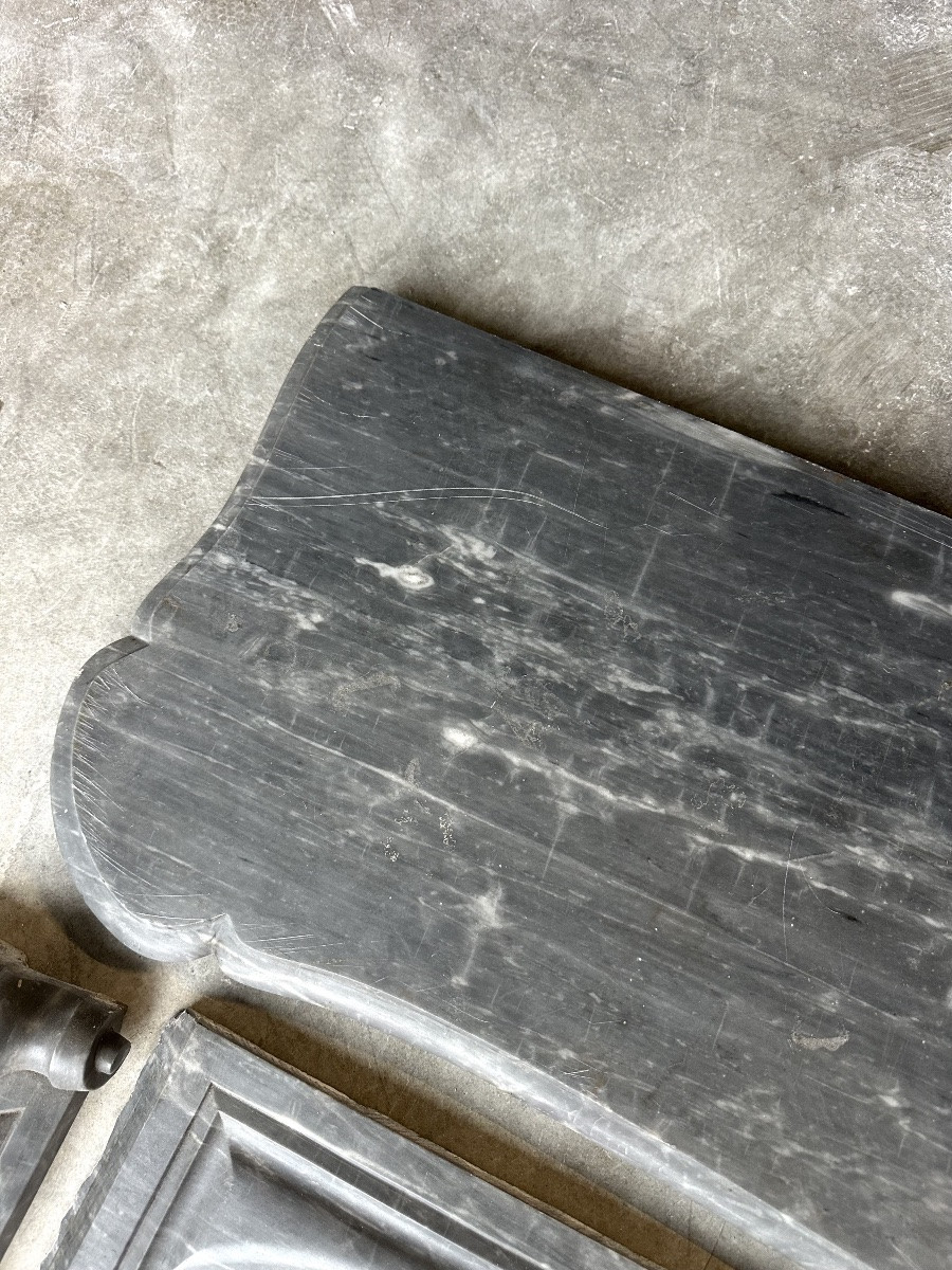 Louis XV Style Fireplace In Blue Turquin Marble Circa 1880-photo-1