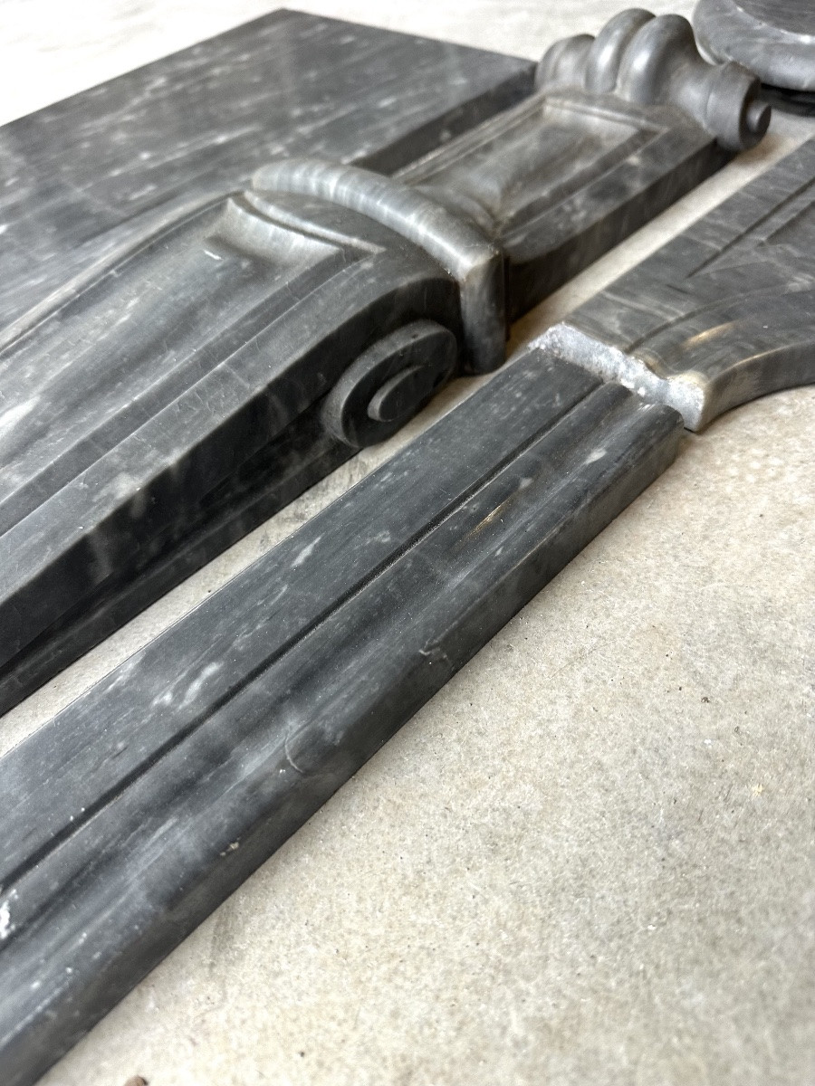 Louis XV Style Fireplace In Blue Turquin Marble Circa 1880-photo-5