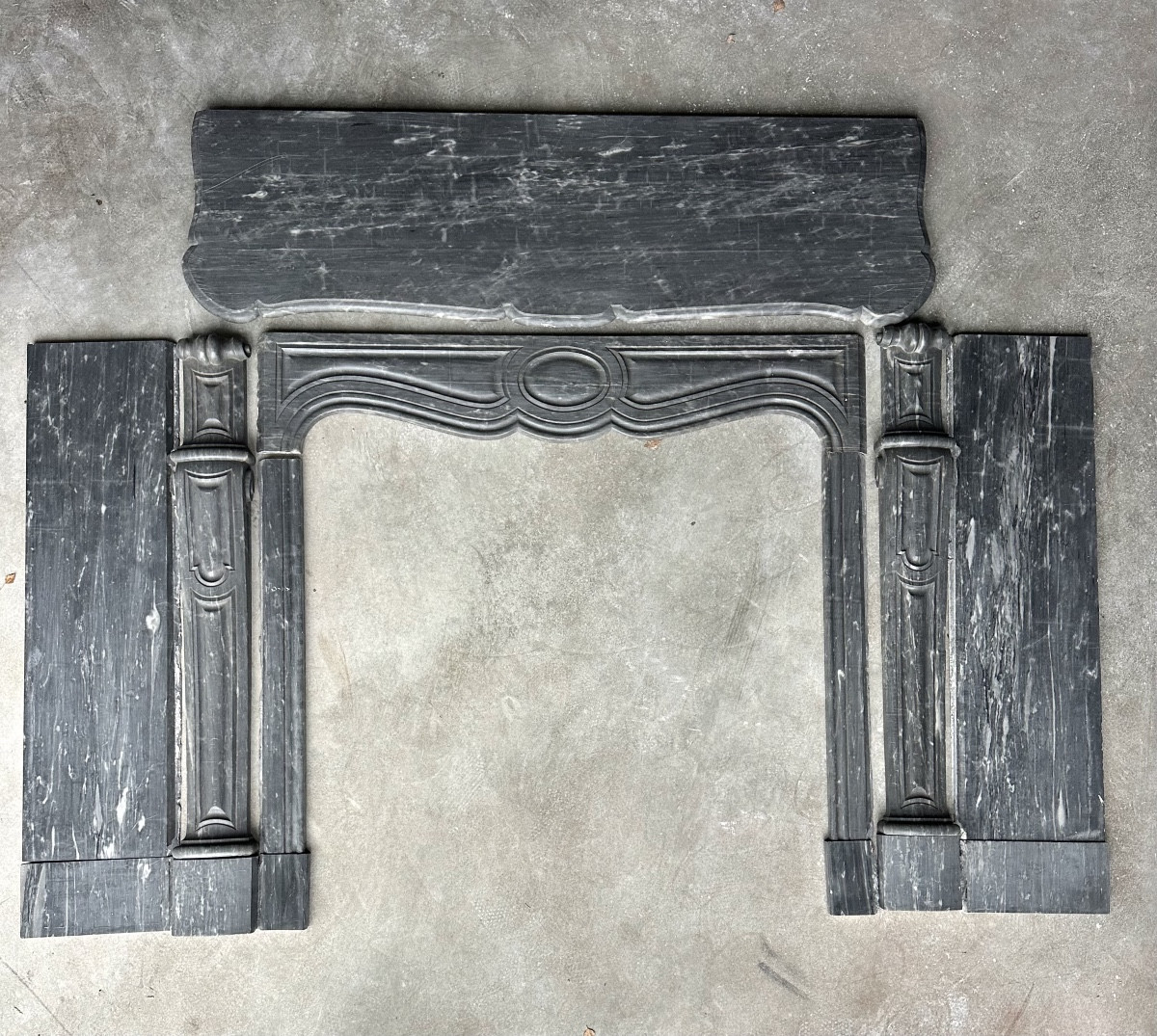 Louis XV Style Fireplace In Blue Turquin Marble Circa 1880