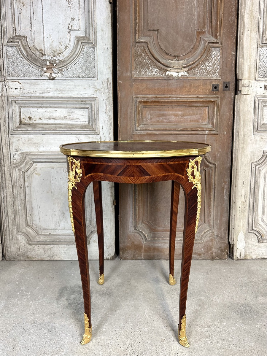 Napoleon III Style Pedestal Table By Haentgés Frères, Late 19th Century-photo-1