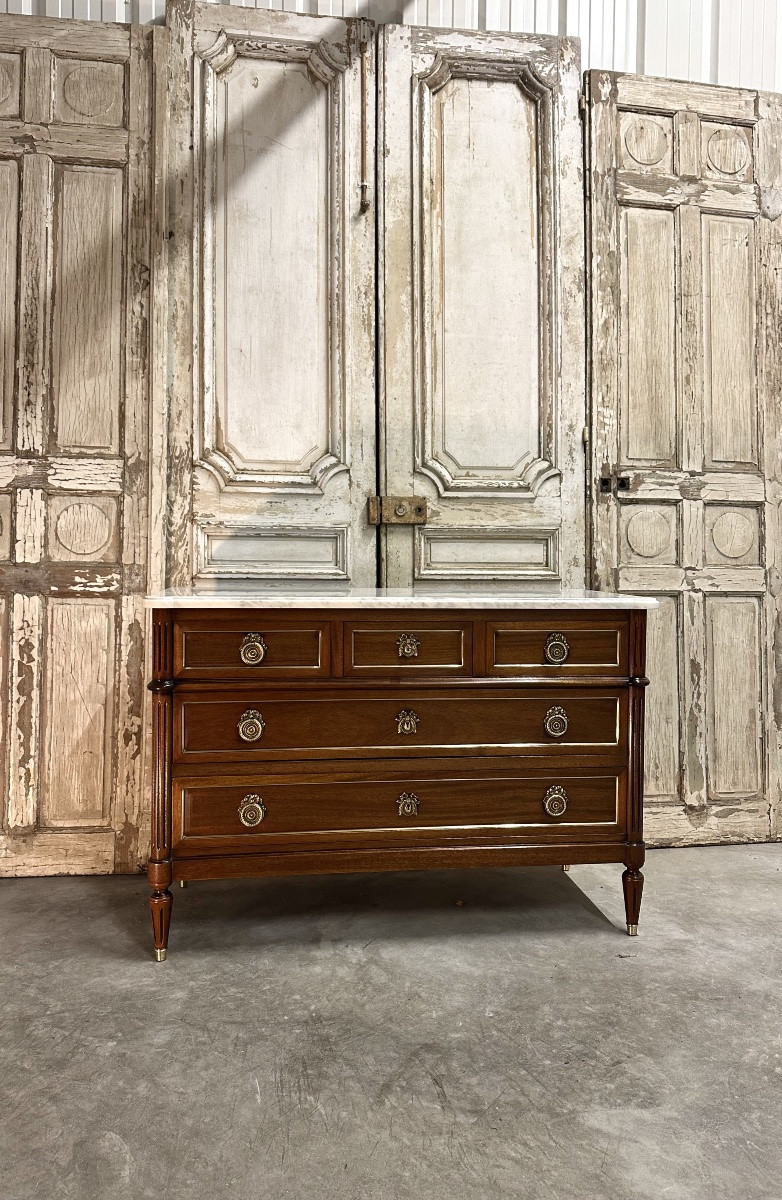 Louis XVI Style Mahogany Chest Of Drawers, 20th Century -photo-2