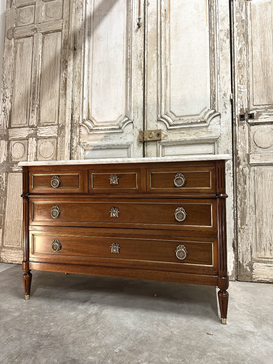 Louis XVI Style Mahogany Chest Of Drawers, 20th Century -photo-3