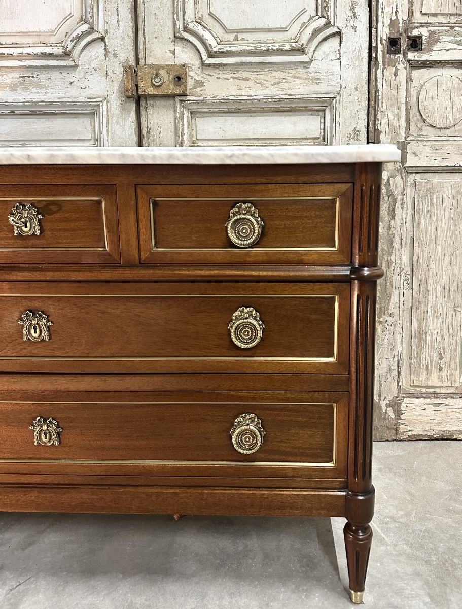 Louis XVI Style Mahogany Chest Of Drawers, 20th Century -photo-4
