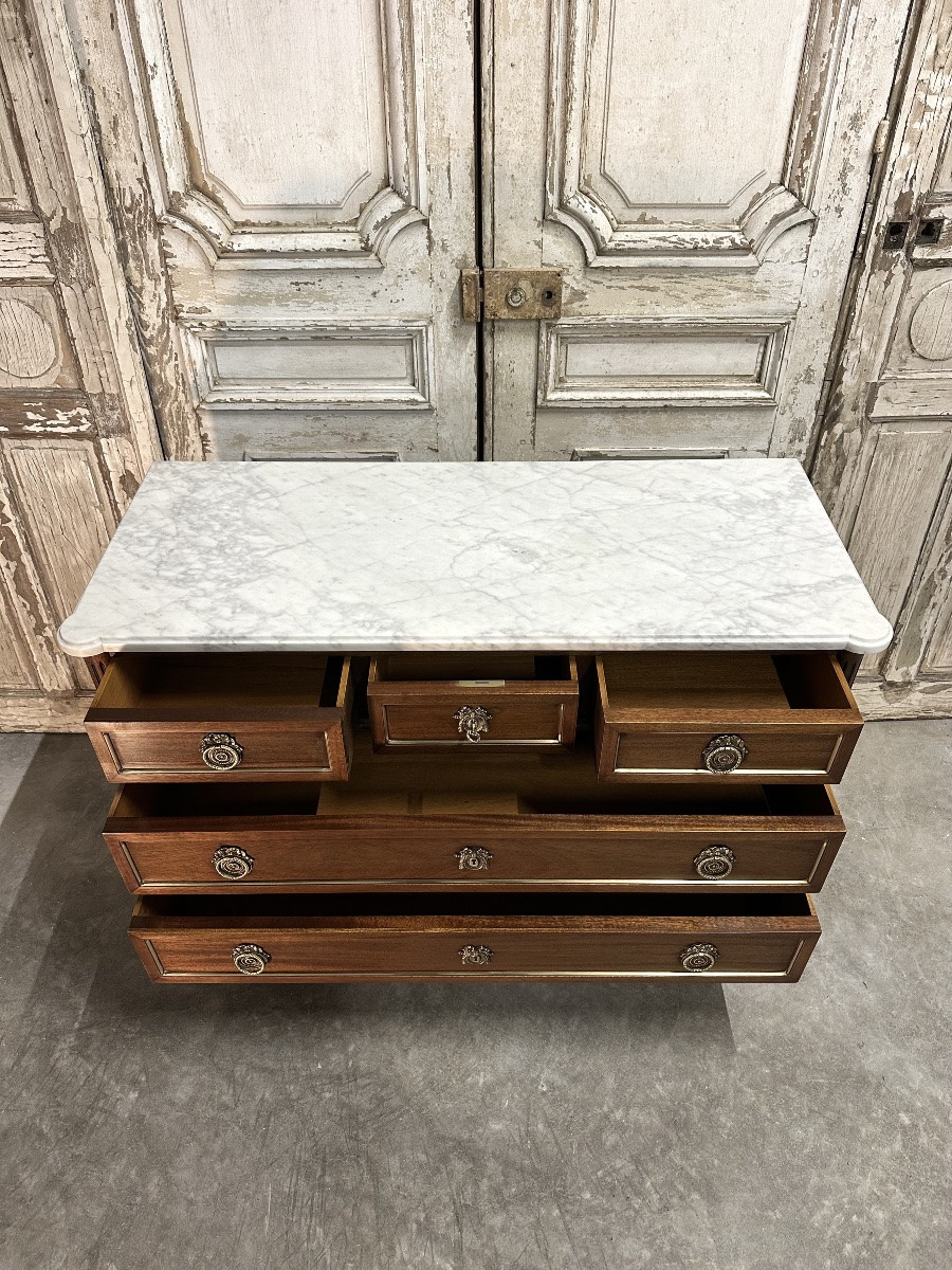 Louis XVI Style Mahogany Chest Of Drawers, 20th Century -photo-8