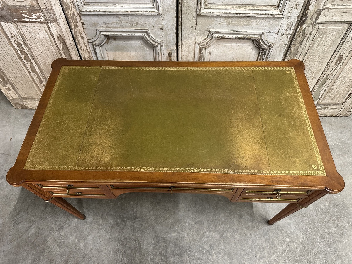 Bureau plat de style Louis XVI en merisier circa 1960-photo-4