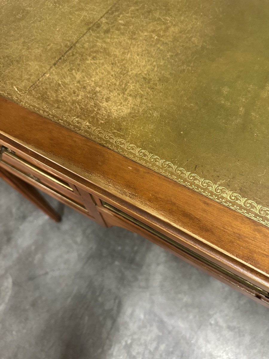 Bureau plat de style Louis XVI en merisier circa 1960-photo-5