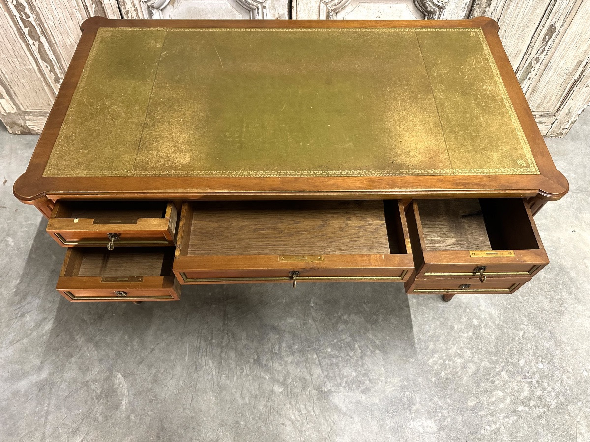 Bureau plat de style Louis XVI en merisier circa 1960-photo-6