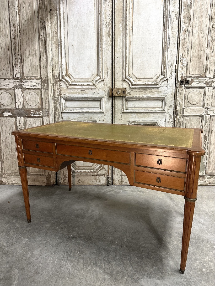 Bureau plat de style Louis XVI en merisier circa 1960-photo-8