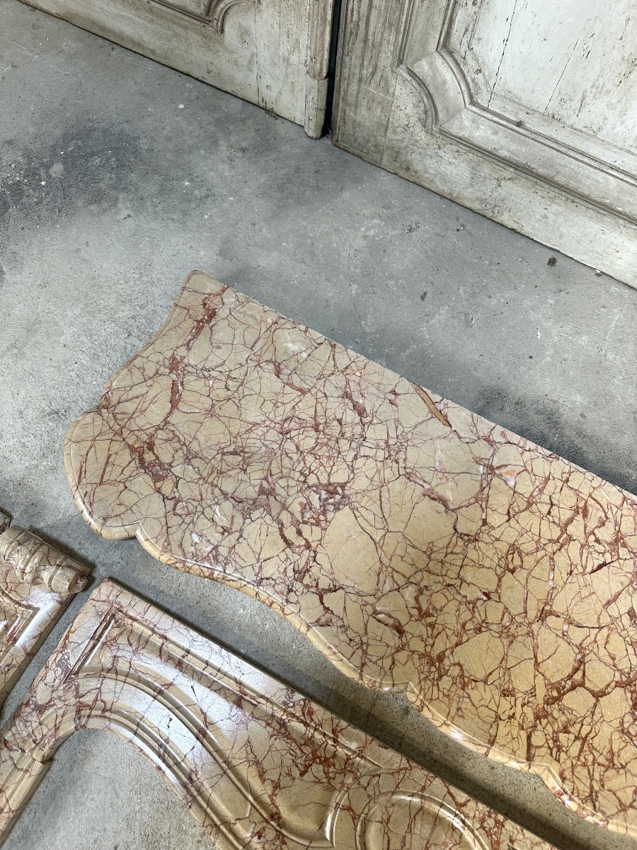 Pompadour Fireplace In Yellow Trets Marble, Louis XV Style, 19th Century-photo-4