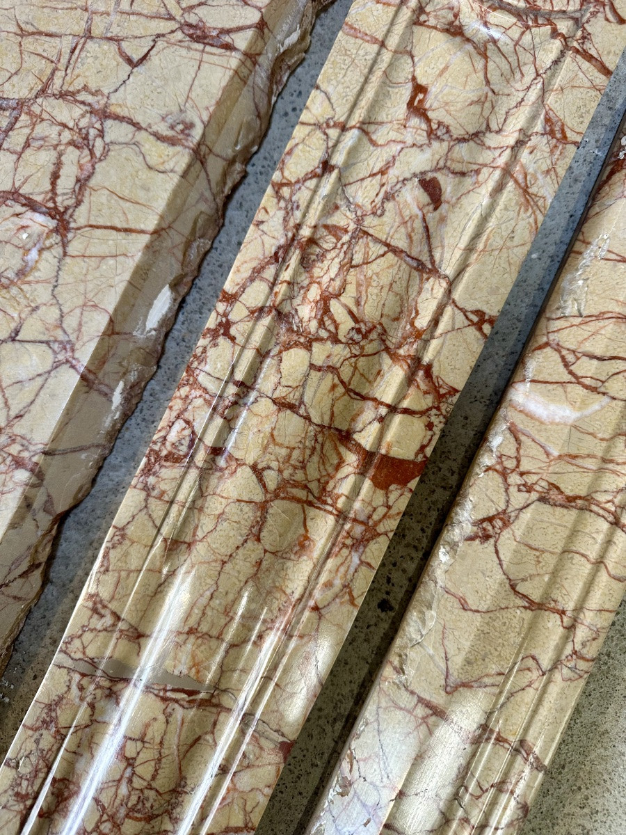 Pompadour Fireplace In Yellow Trets Marble, Louis XV Style, 19th Century-photo-6