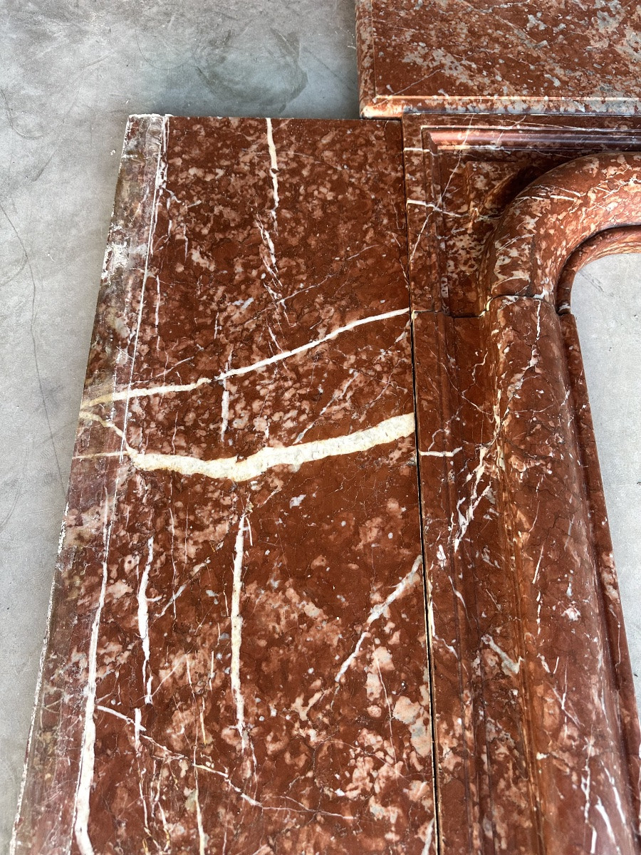 Louis XIV Style Fireplace In Red Campan Marble Circa 1880-photo-4
