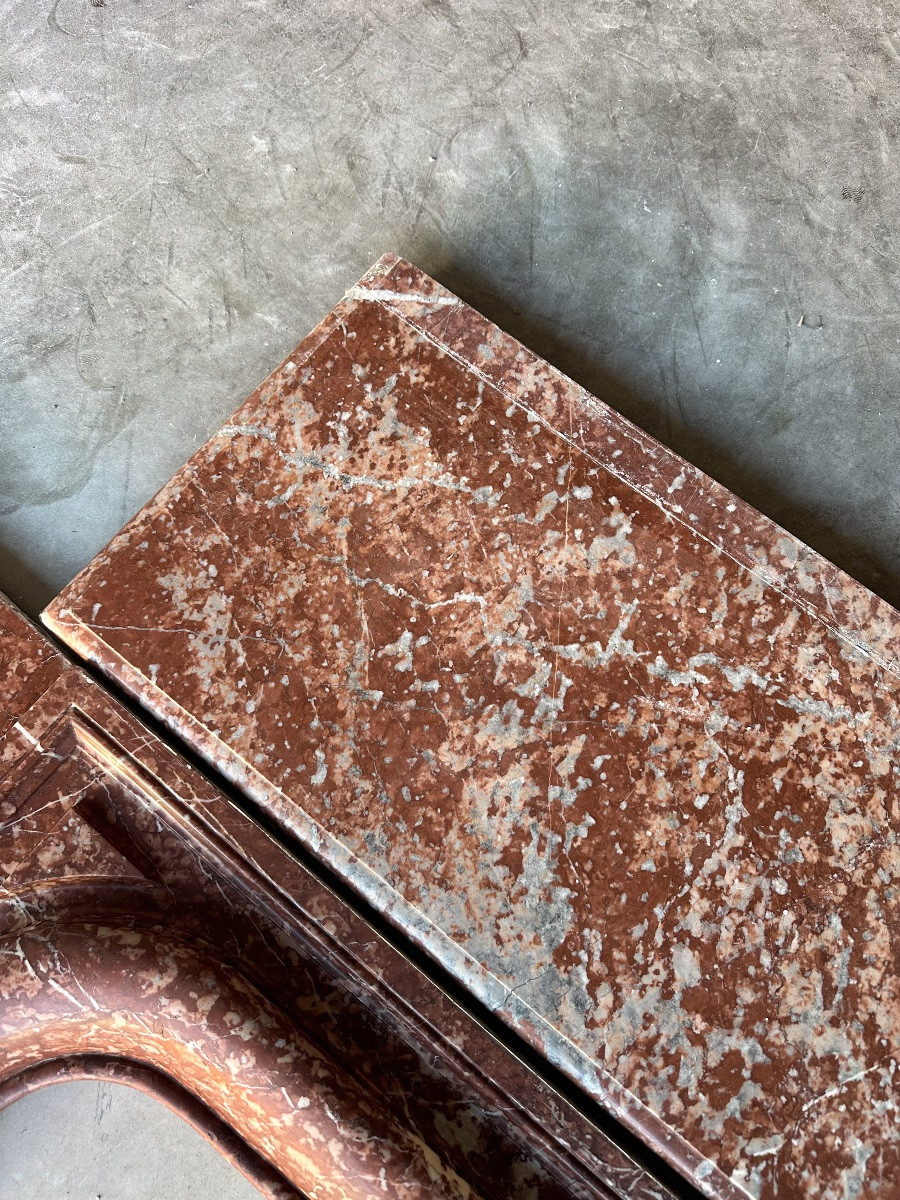 Louis XIV Style Fireplace In Red Campan Marble Circa 1880-photo-7
