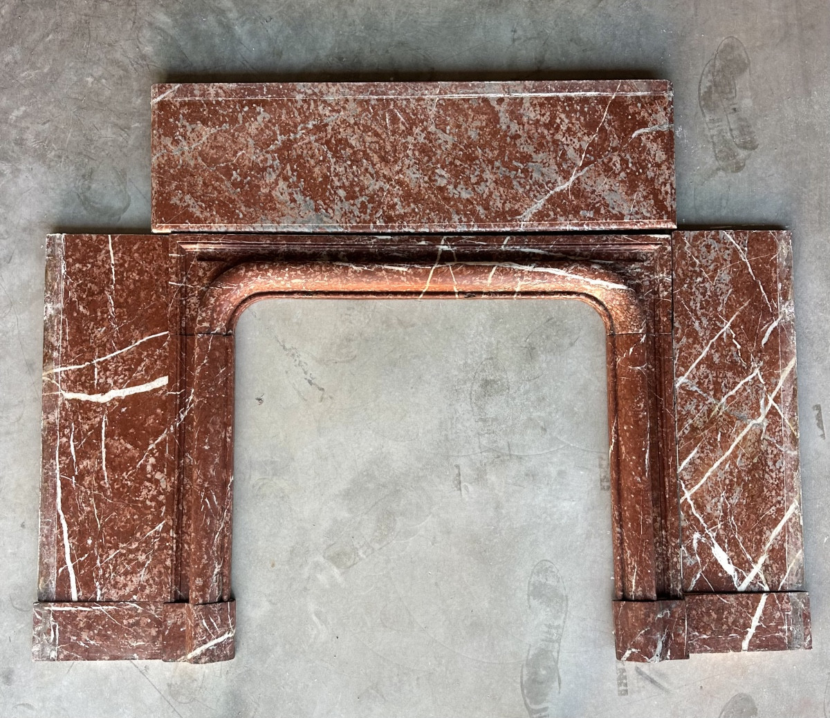 Louis XIV Style Fireplace In Red Campan Marble Circa 1880