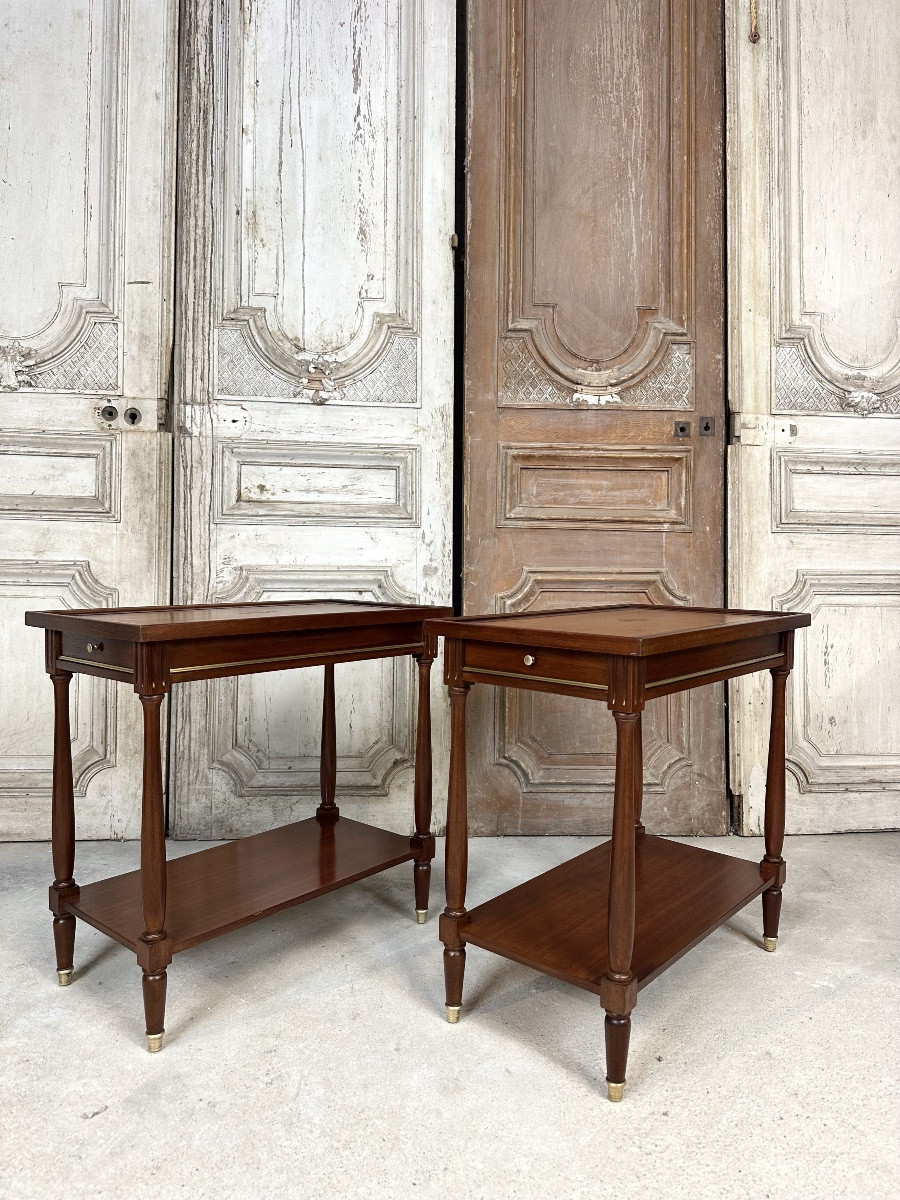 Pair Of Louis XVI Style Mahogany Side Tables-photo-2