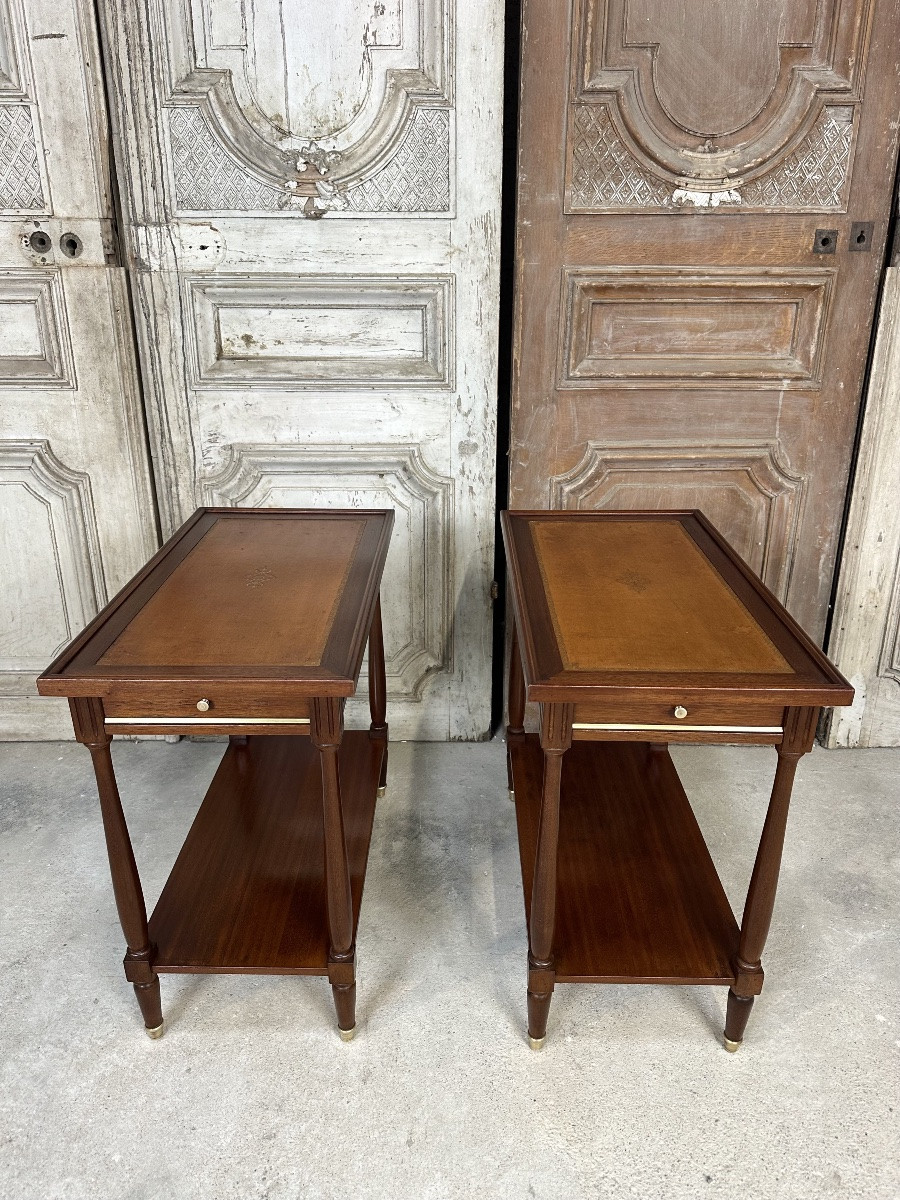 Pair Of Louis XVI Style Mahogany Side Tables-photo-4