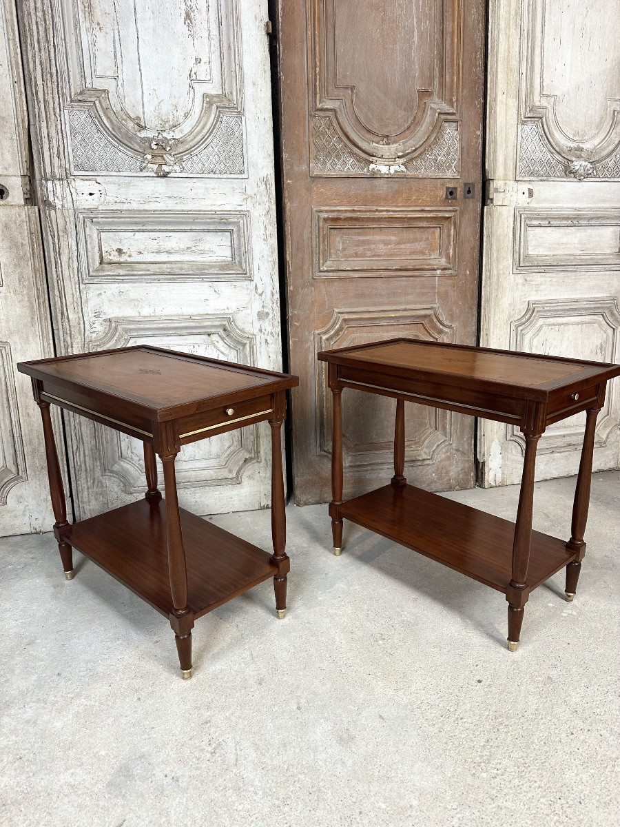 Pair Of Louis XVI Style Mahogany Side Tables-photo-1