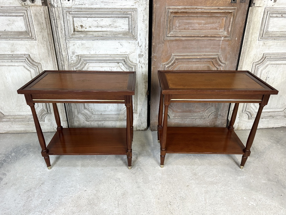 Pair Of Louis XVI Style Mahogany Side Tables-photo-2