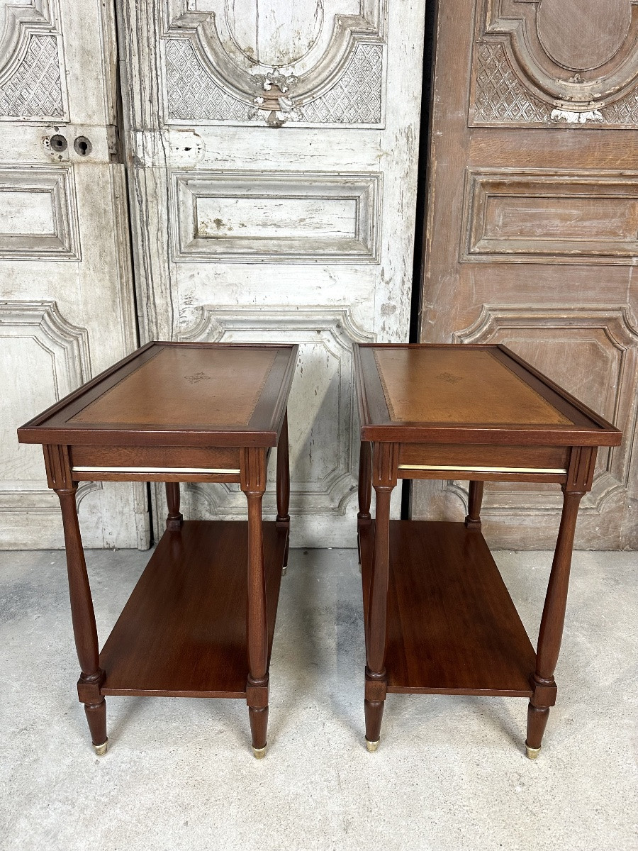 Pair Of Louis XVI Style Mahogany Side Tables-photo-3