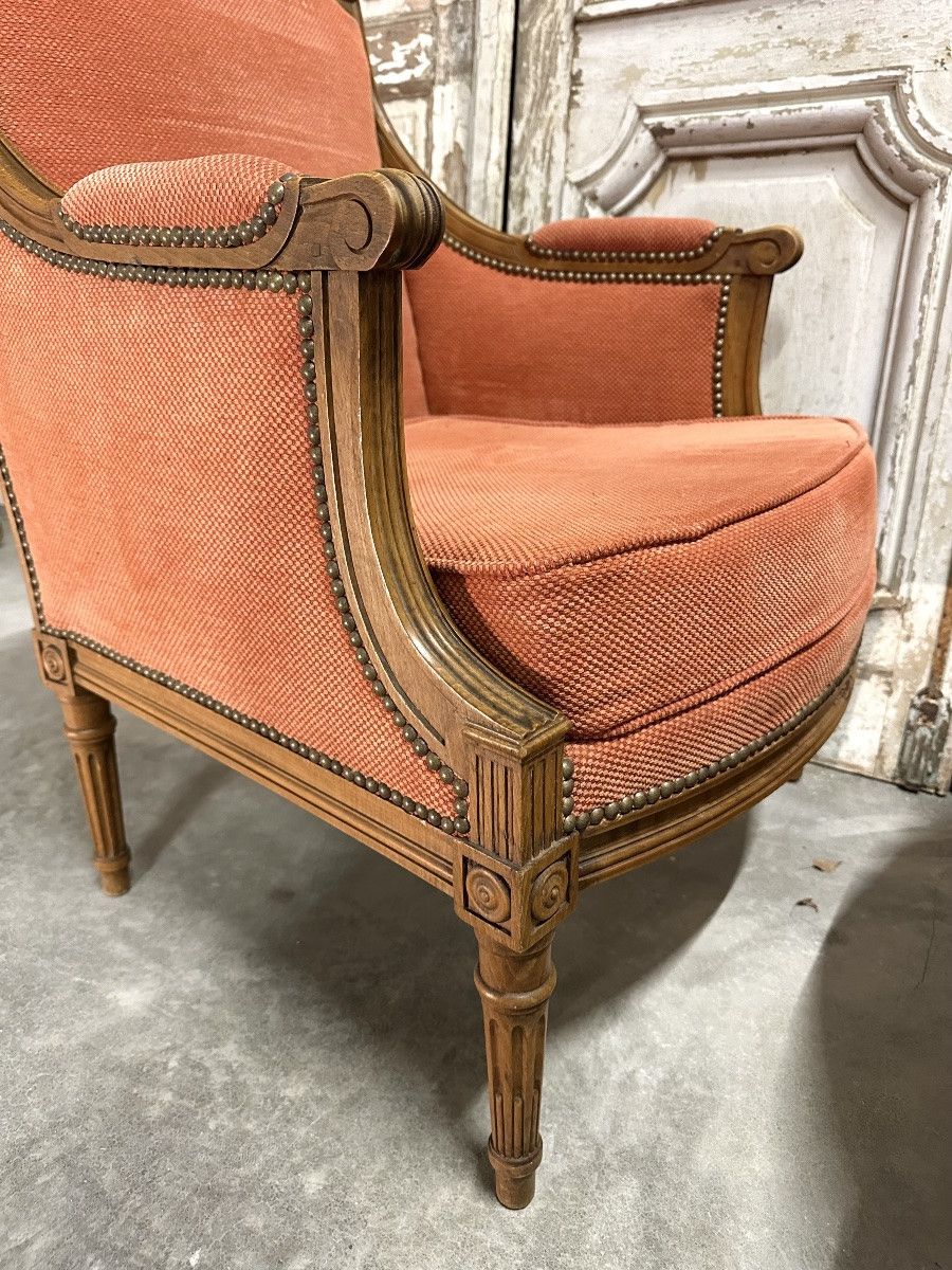 Paire de bergères de style Louis XVI 20e siècle-photo-3