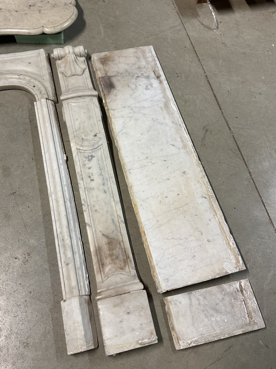 Cheminée en marbre blanc style Louis XV époque fin du 19e siècle-photo-2