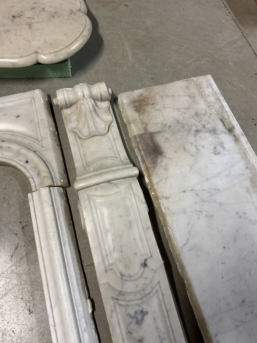 Cheminée en marbre blanc style Louis XV époque fin du 19e siècle-photo-3